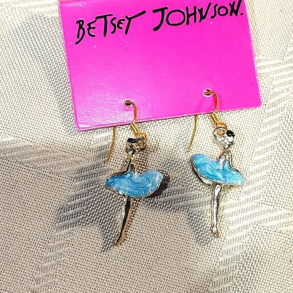 Ballerina dancer earrings. Blue enamel - Picture 2 of 3